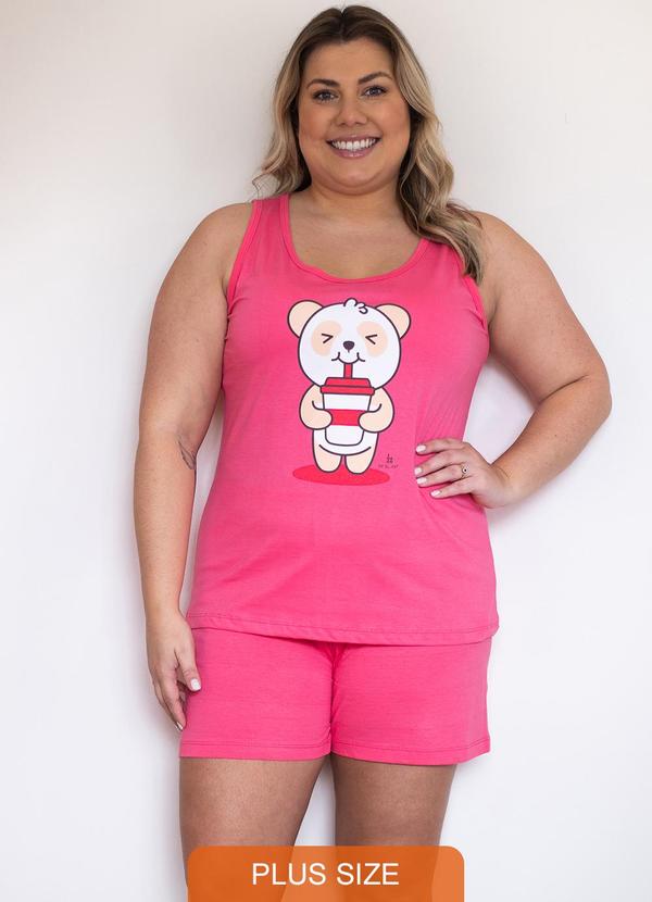 Be Blast - Pijama Verão Plus Size de Algodão Pandinha Rosa