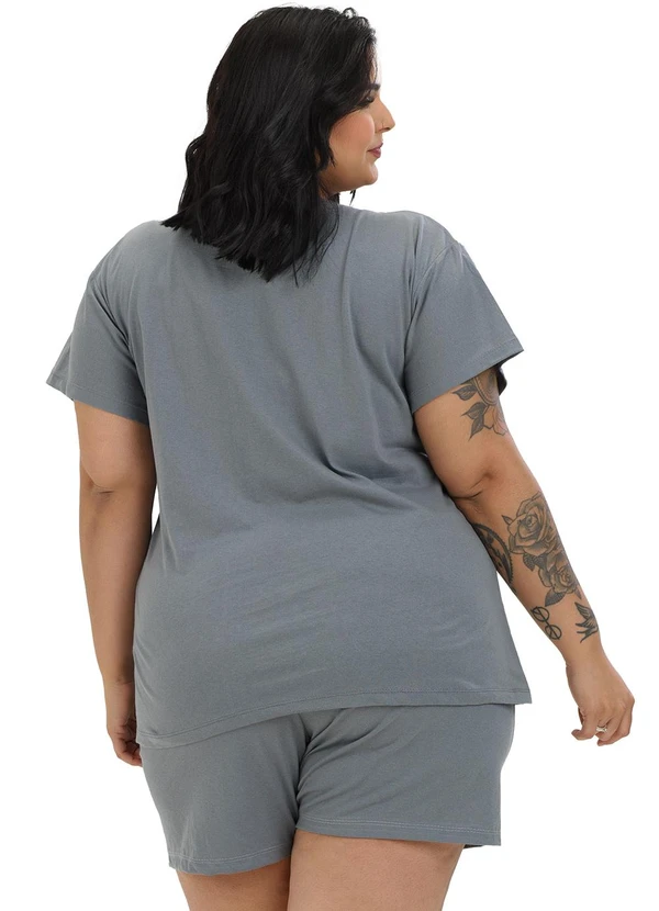 Be Blast - Pijama Verão Plus Size de Algodão Patinhas Cinza 2