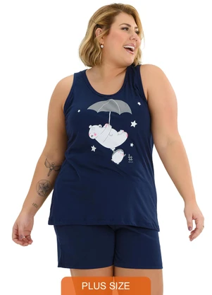 Be Blast - Pijama Verão Plus Size de Algodão UrsinhoAzul - BE BLAST