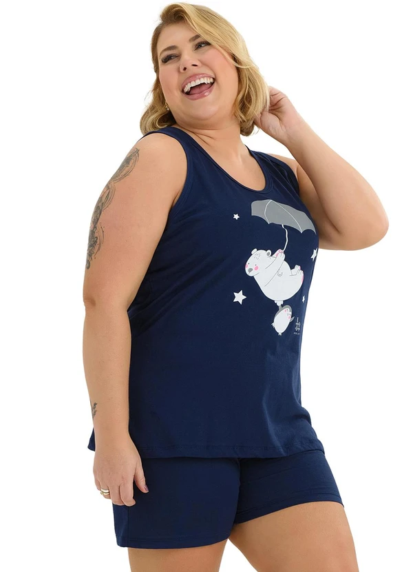 Be Blast - Pijama Verão Plus Size de Algodão UrsinhoAzul 3
