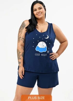 Be Blast - Pijama Verão Plus Size Good Night Marinho - BE BLAST