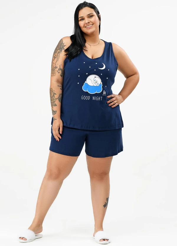 Be Blast - Pijama Verão Plus Size Good Night Marinho 3