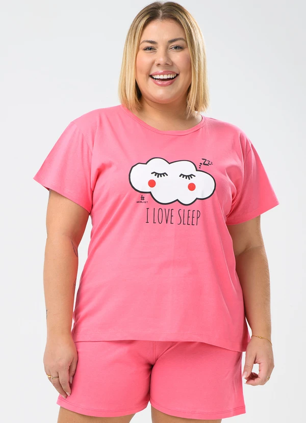 Be Blast - Pijama Verão Plus Size I Love Sleep Rosa 3