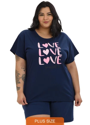 Be Blast - Pijama Verão Plus Size Love Love Love Azul - BE BLAST