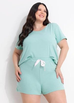 Marguerite - Pijama Verde Claro em Algodão com Laço - MARGUERITE