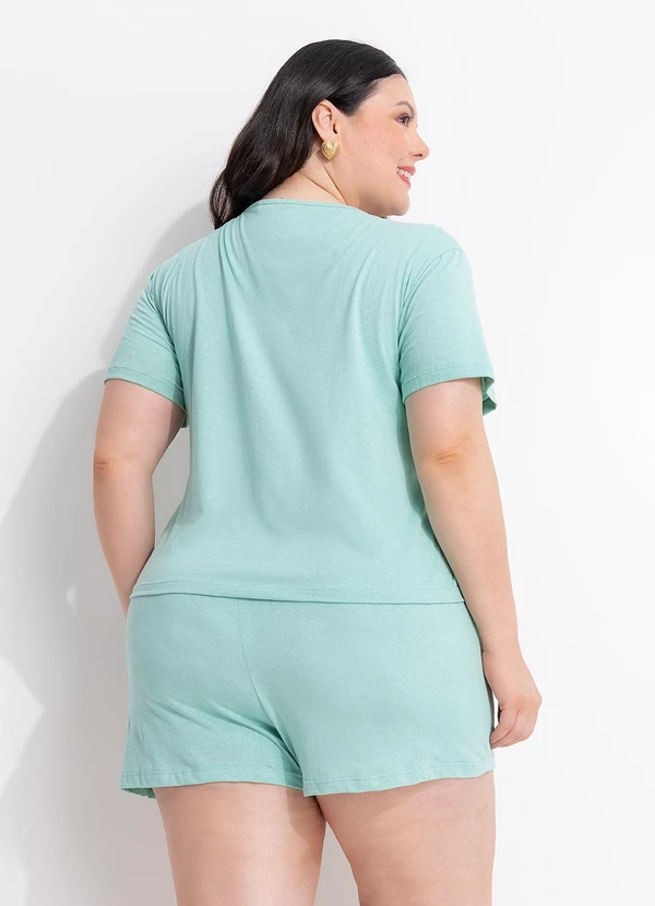 Marguerite - Pijama Verde Claro em Algodão com Laço 2