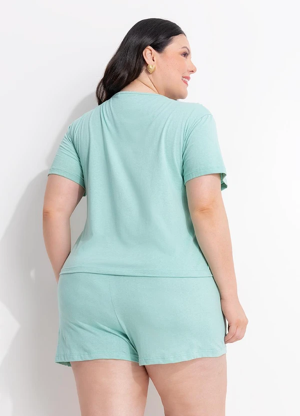 Marguerite - Pijama Verde Claro em Algodão com Laço 5