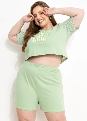 Marguerite - Pijama Verde Claro em Malha de Algodão - MARGUERITE