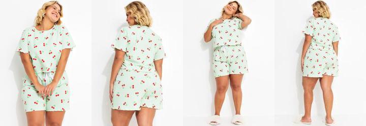 Pijama Xadrez com Cereja em Malha de Algod�o