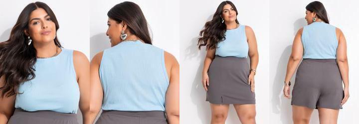 Blusa Azul Claro em Canelado