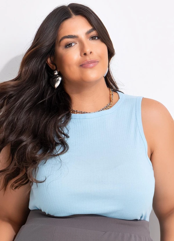 Marguerite - Blusa Azul Claro em Canelado