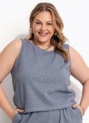 Blusa Azul em Moletinho Rajado