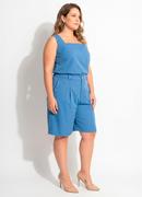 Blusa Azul M�dio em Tecido Plano