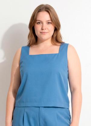 Blusa (Azul M�dio) em Tecido Plano