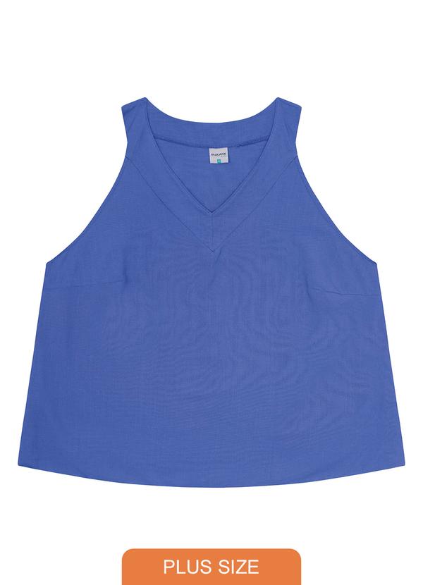 Malwee Plus - Blusa Azul Royal Evasê em Viscolinho