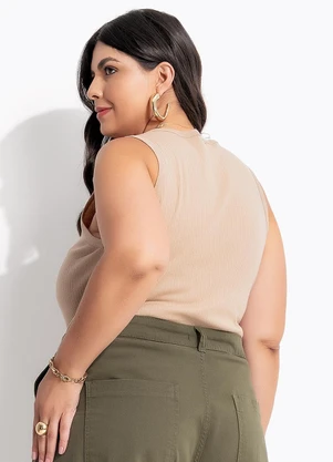 Marguerite - Blusa Bege em Canelado - MARGUERITE