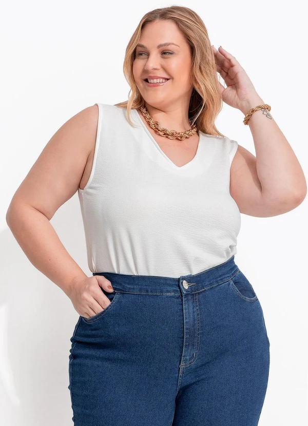 Marguerite - Blusa Branco em Malha Anarruga 5