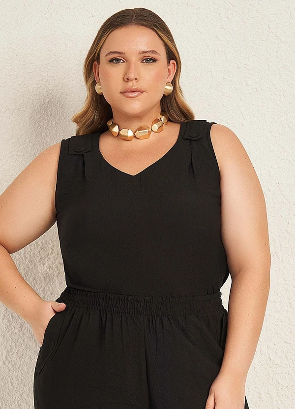 Lisamour - Blusa com Decote V Preto