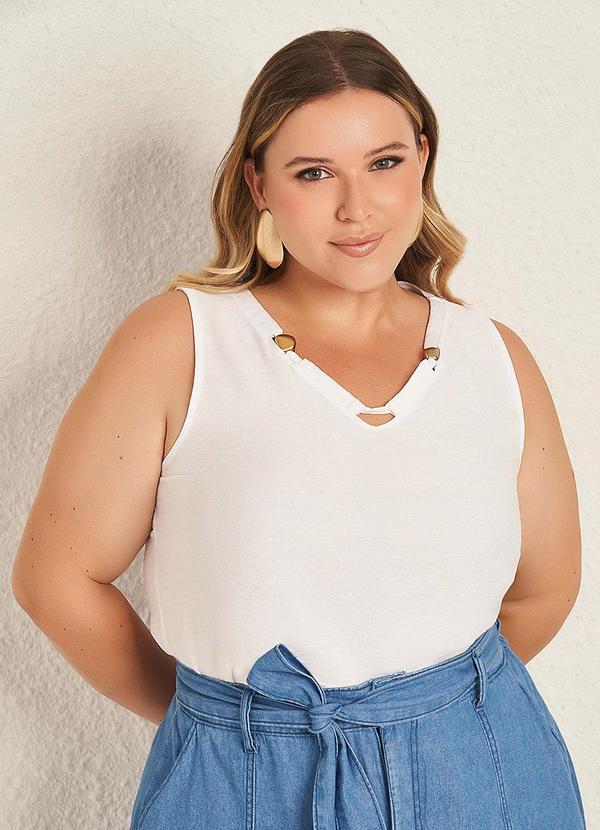 Lisamour - Blusa com Recortes no Decote Branco 1