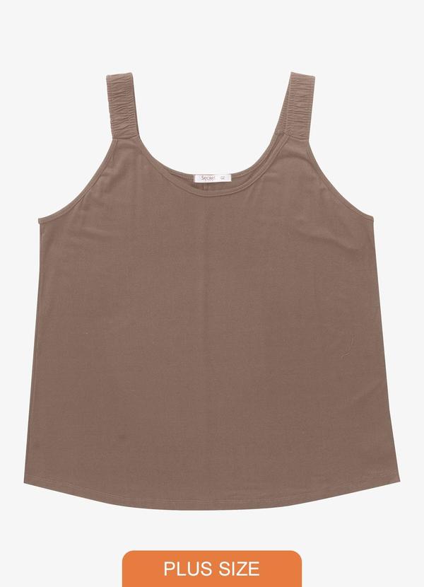 Secret Glam - Blusa de Alça Feminina Plus Size Marrom