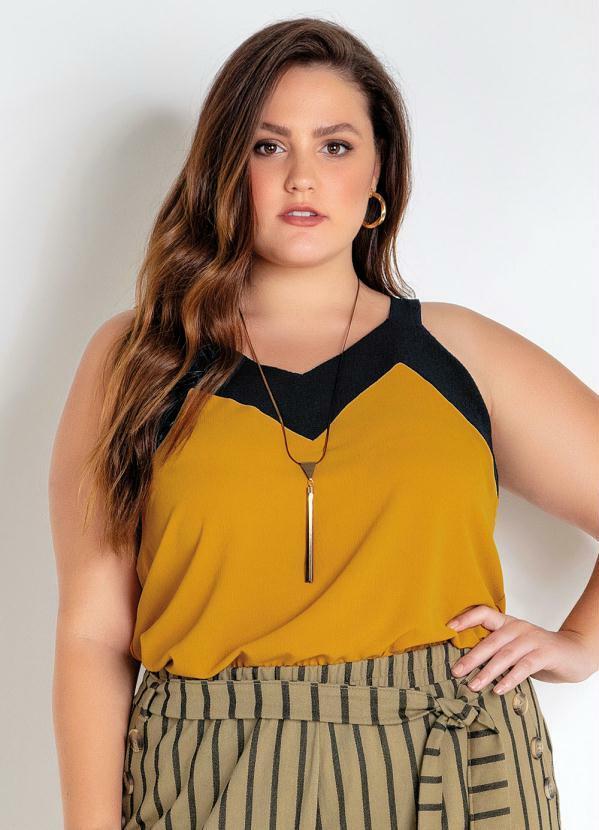 Blusa de Ala Plus Size (Amarela e Preta)