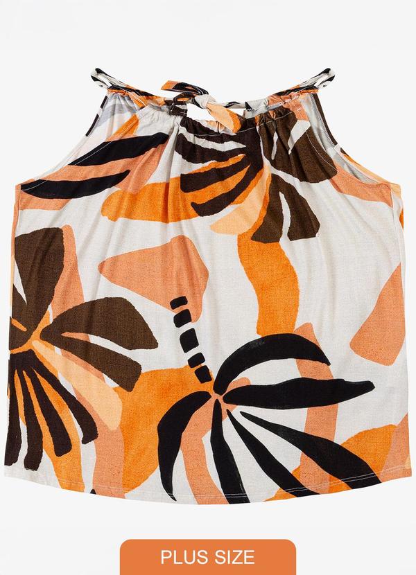 Infinita Cor - Blusa de Alça Plus Size Laranja