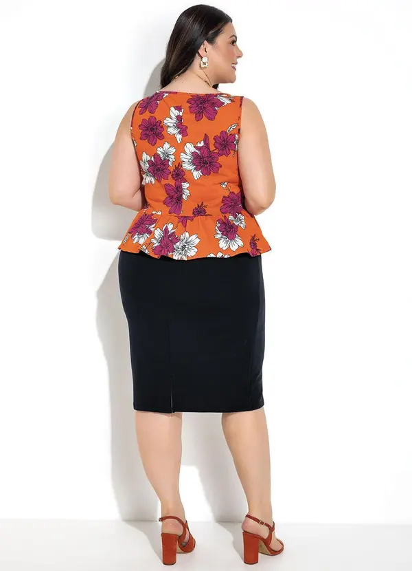 Marguerite - Blusa Floral Vibrante Laranja em Malha 4