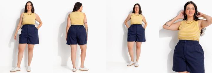 Blusa Listrado Amarelo Claro em Malha Canelada