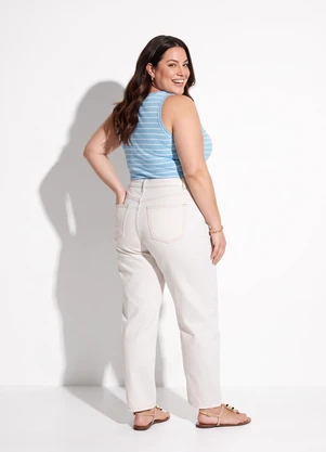 Marguerite - Blusa Listrado Azul Claro em Malha Canelada - MARGUERITE