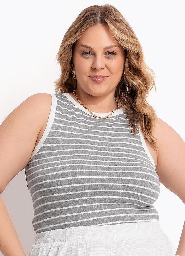 Blusa (Listrado Cinza) em Canelado