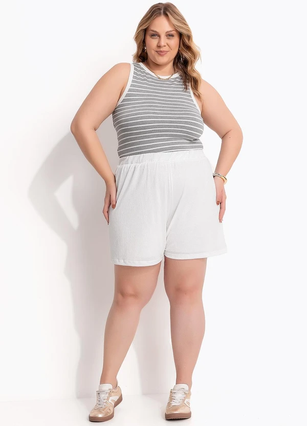 Marguerite - Blusa Listrado Cinza em Canelado 8