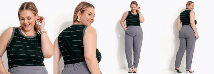 Blusa Listrado Preto e Branco em Malha de Viscos