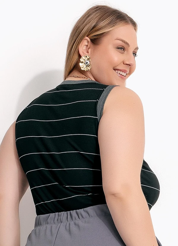 Marguerite - Blusa Listrado Preto e Branco em Malha de Viscos 2