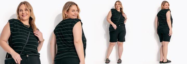 Blusa Listrado Preto e Branco em Malha de Viscos