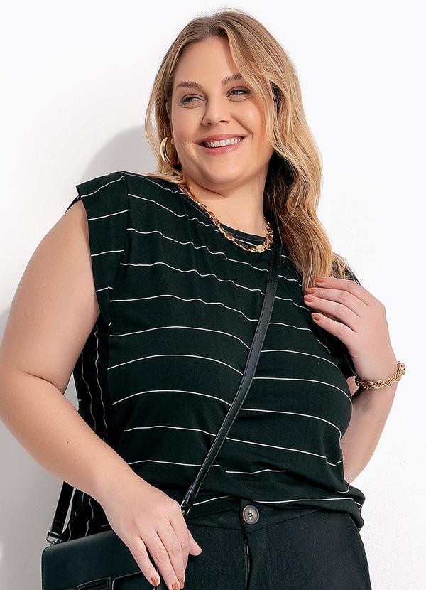 Blusa (Listrado Preto e Branco) em Malha de Viscos