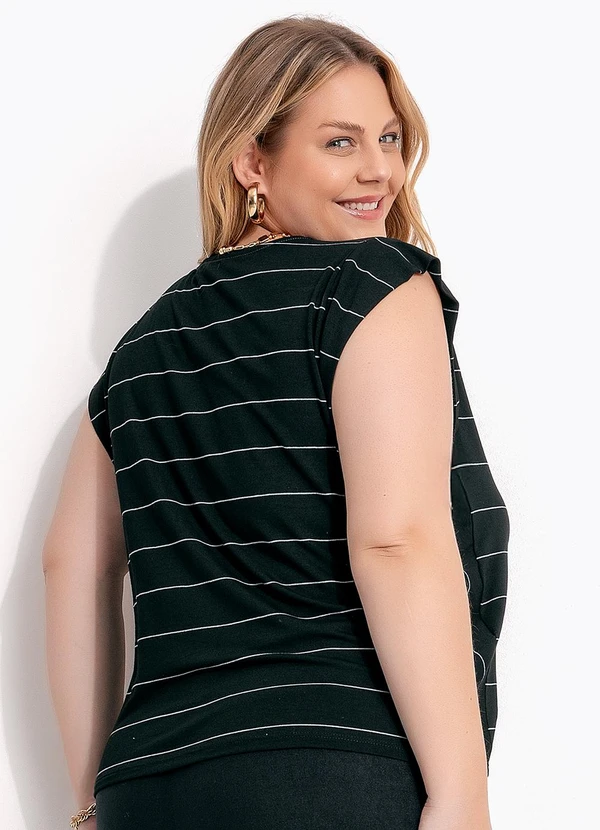 Marguerite - Blusa Listrado Preto e Branco em Malha de Viscos 2