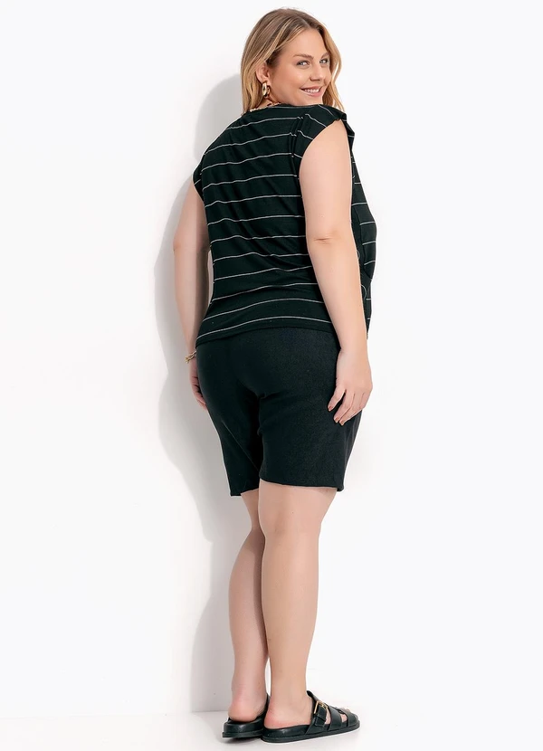 Marguerite - Blusa Listrado Preto e Branco em Malha de Viscos 5