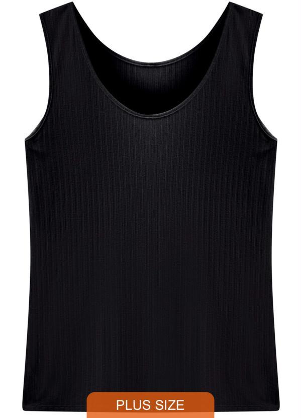 Lunender Mais Mulher - Blusa Malha Canelado sem Mangas Preto