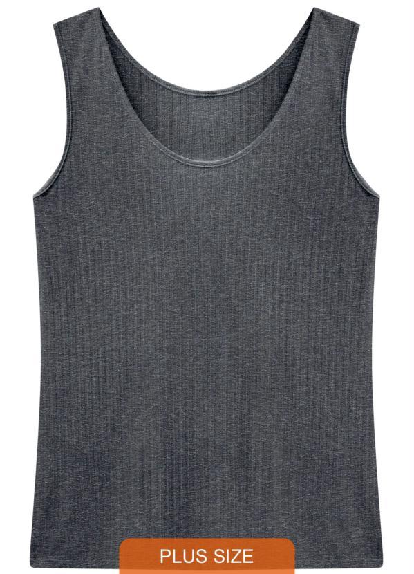 Lunender Mais Mulher - Blusa Malha Canelado Tracy Cinza