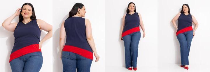 Blusa Marinho e Vermelho em Malha