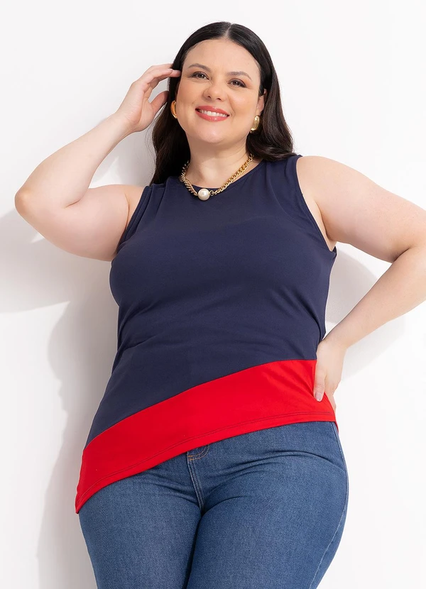 Marguerite - Blusa Marinho e Vermelho em Malha