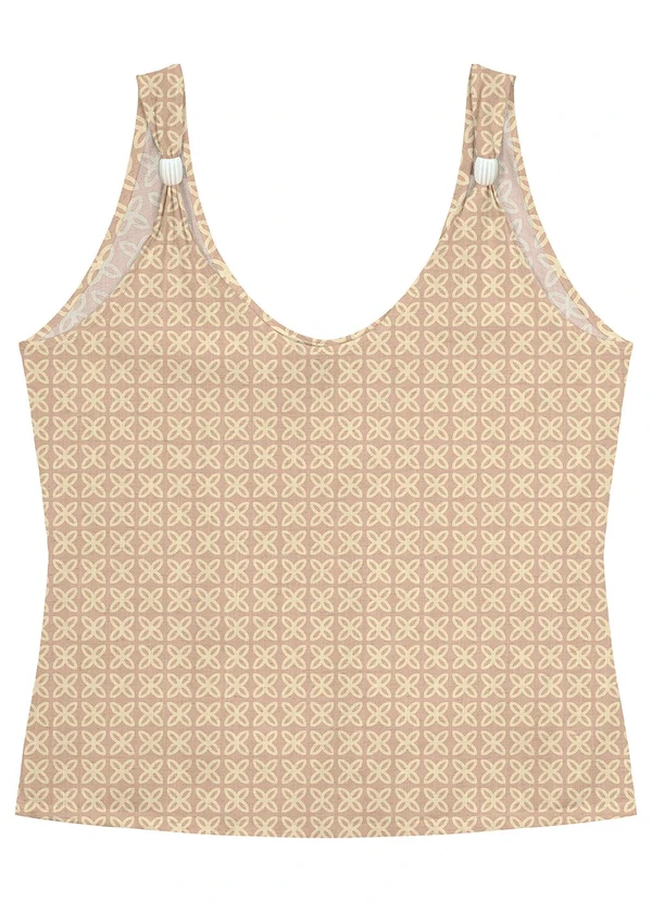 Malwee Plus - Blusa Nude Evasê Arabesco com Pingente 3