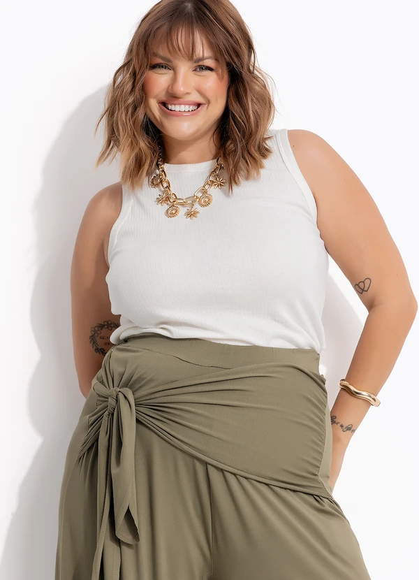 Marguerite - Blusa Off White em Canelado 12