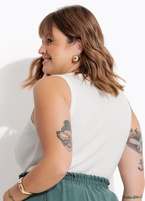 Marguerite - Blusa Off White em Canelado 5