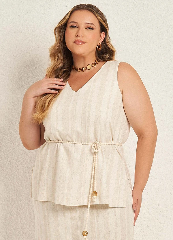 Lisamour - Blusa Peplum Decote V Branco