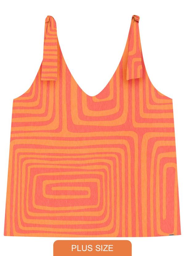 Lunender Mais Mulher - Blusa Plus Size com Amarração Alças Laranja