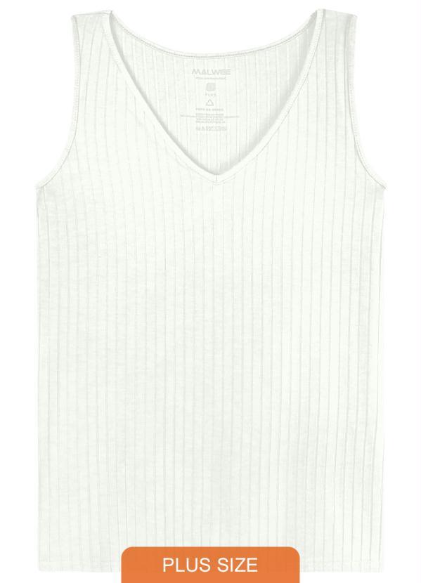 Malwee Plus - Blusa Plus Size Malha Canelada Off White