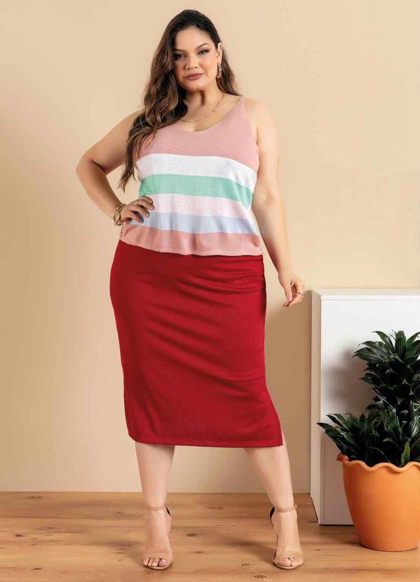 Outlet - Blusa Plus Size Rosa com Alças Reguláveis 5