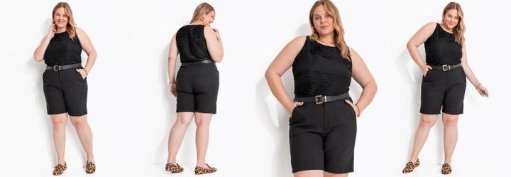 Blusa Preto em Malha Crepe Plissada