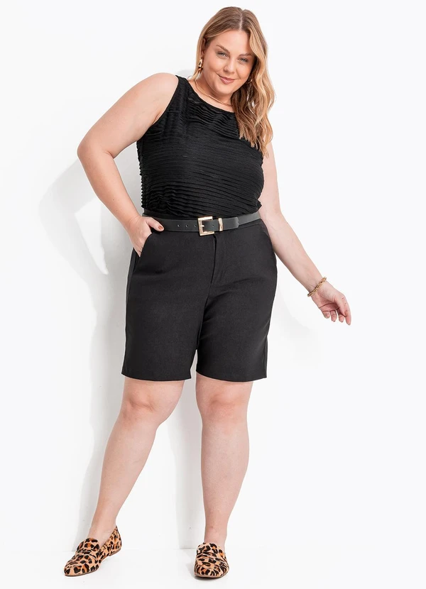 Marguerite - Blusa Preto em Malha Crepe Plissada 5